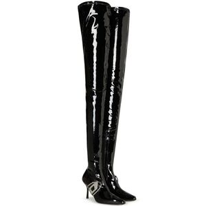 DIESEL D-Eclipse TBT Black Patent Thigh High Boots | Size 8.5
